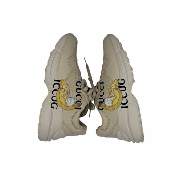WMNS) Gucci Bananya x Rhyton  GUCCI Bananya X Rhyton White/Yellow Neutral Leather Trainers Size 39.5/ US 9.5